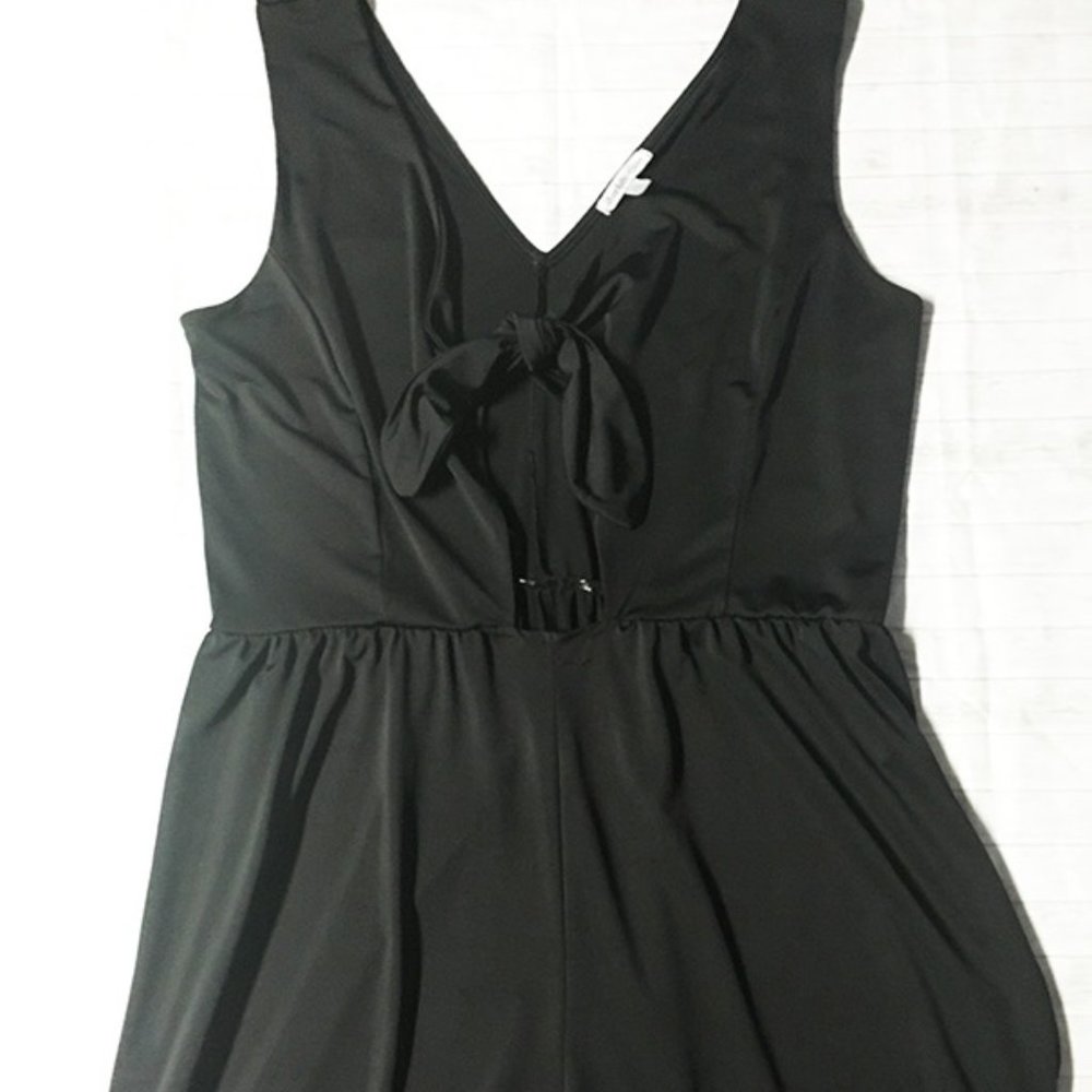 Charlotte Russe Black Tie-front Jumpsuit